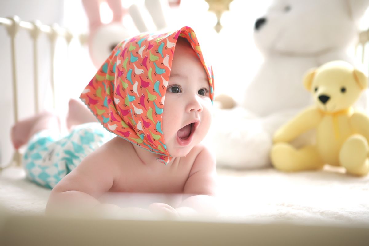 Wide awake baby in crib at night